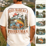 Jesus Made Me A Fisherman T-Shirt – Mark 1:17 Christian Fishing Shirt Hv01