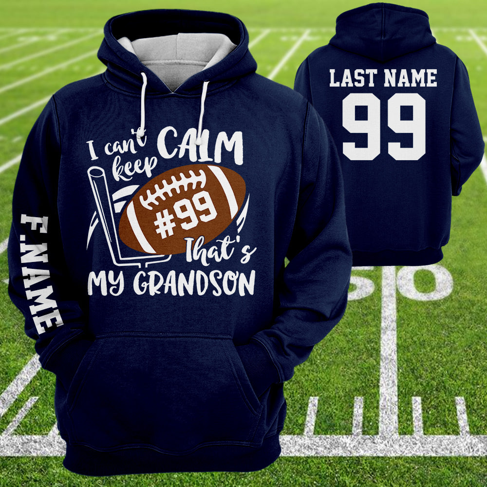 Personalized Shirt I Can't Keep Calm That's My Son All Over Print Shirt For Football Mom Grandma Sport Game Day Shirt H2511