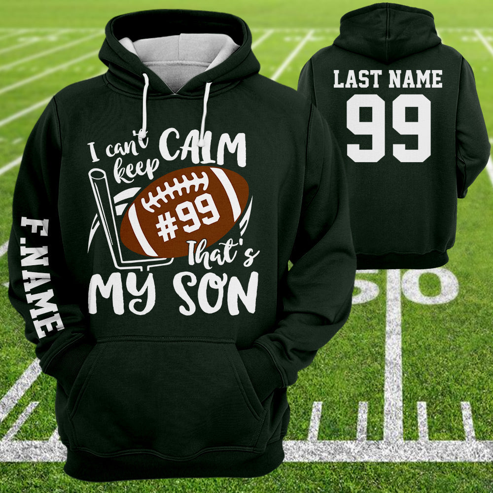 Personalized Shirt I Can't Keep Calm That's My Son All Over Print Shirt For Football Mom Grandma Sport Game Day Shirt H2511
