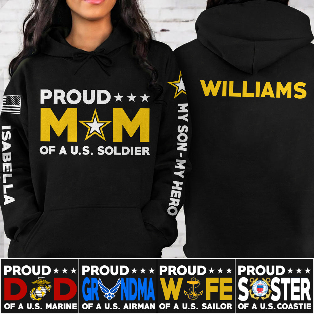 Proud Mom Of A US Soldier Vr2 Custom All Over Print Shirt Hoodie Gift For US Military Mom Dad Graduation Day Proud Shirt H2511 Trna