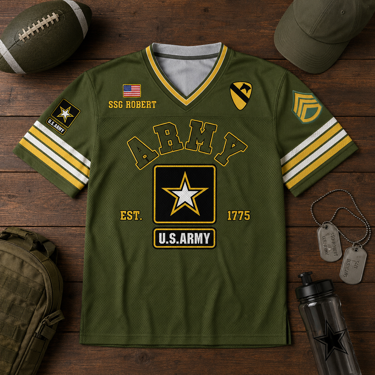 US Military Football Jersey Custom All Branches Rank Division Name For Military Retirement Veteran Dad Grandpa H2511