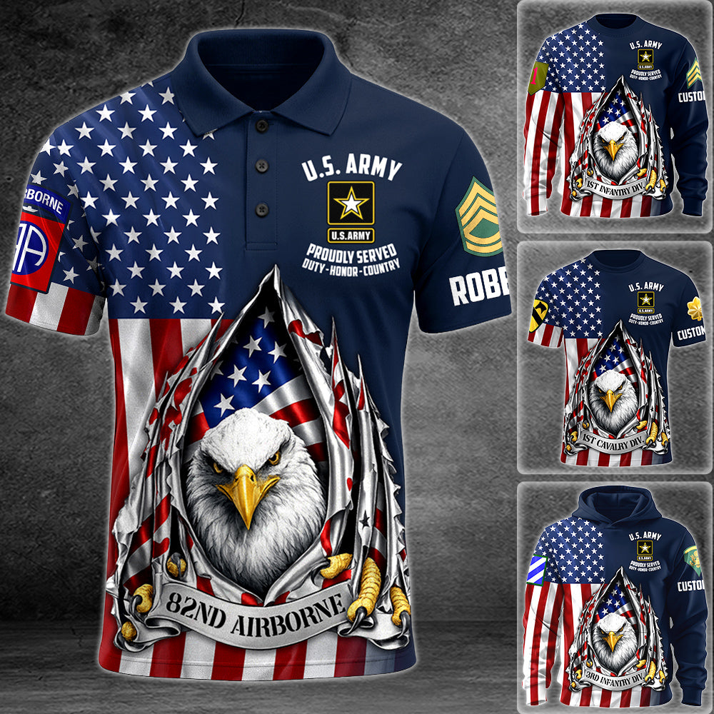 Bald Eagle Ripped Flag All Over Print Shirt Custom Gift For Soldier Veterans Patriot Shirt H2511 Trna