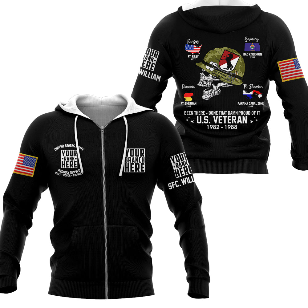 Personalized Shirt US Veteran World Tour All Over Print Shirt Custom All Branches Division Rank Shirt For Veteran H2511