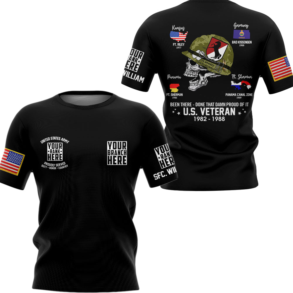 Personalized Shirt US Veteran World Tour All Over Print Shirt Custom All Branches Division Rank Shirt For Veteran H2511