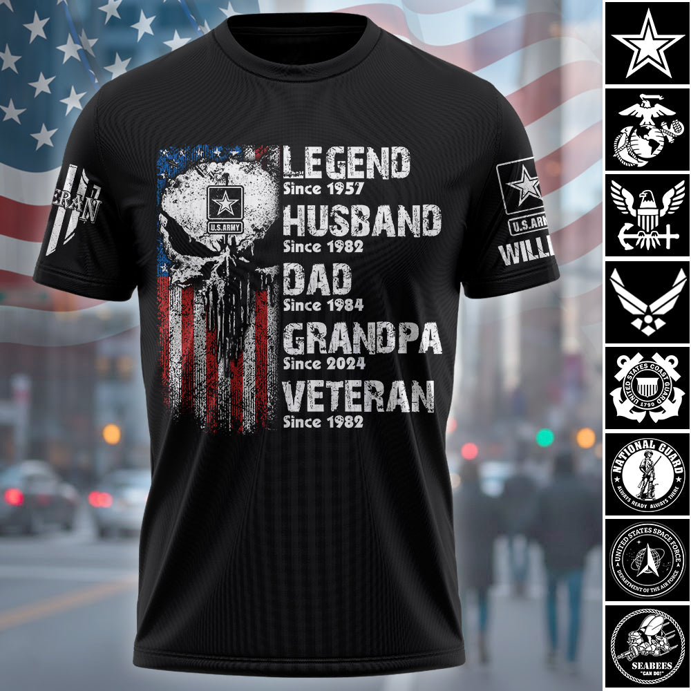 US Veteran Custom Shirt Legend Husband Daddy Grandpa Veteran Personalized Gift For Veteran H2511 Trna