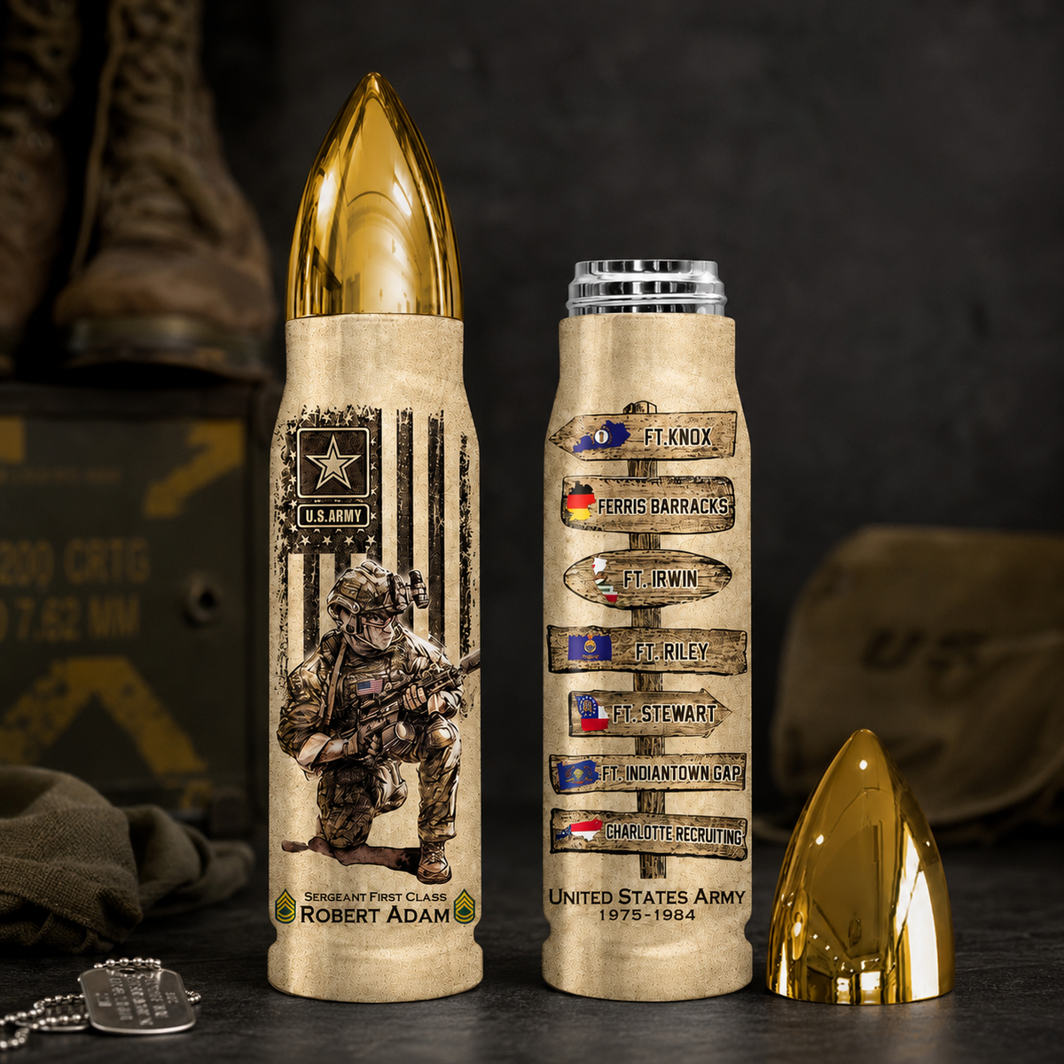 US Military World Tour Custom Bullet Tumbler Gift For Veteran H2511