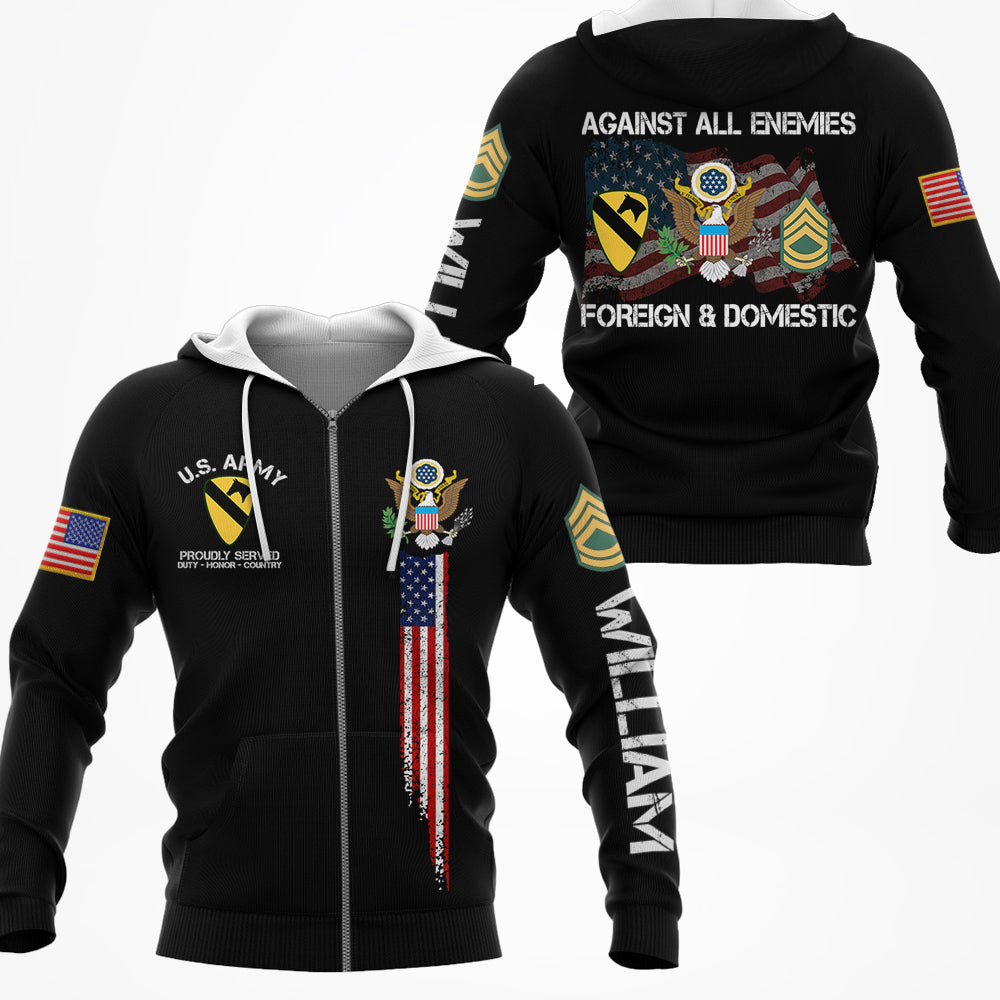 Against All Enemies Foreign And Domestic Personalized All Over Print Shirt For Veteran H2511