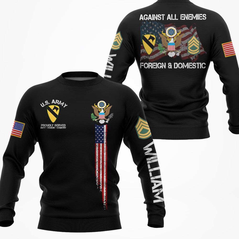 Against All Enemies Foreign And Domestic Personalized All Over Print Shirt For Veteran H2511