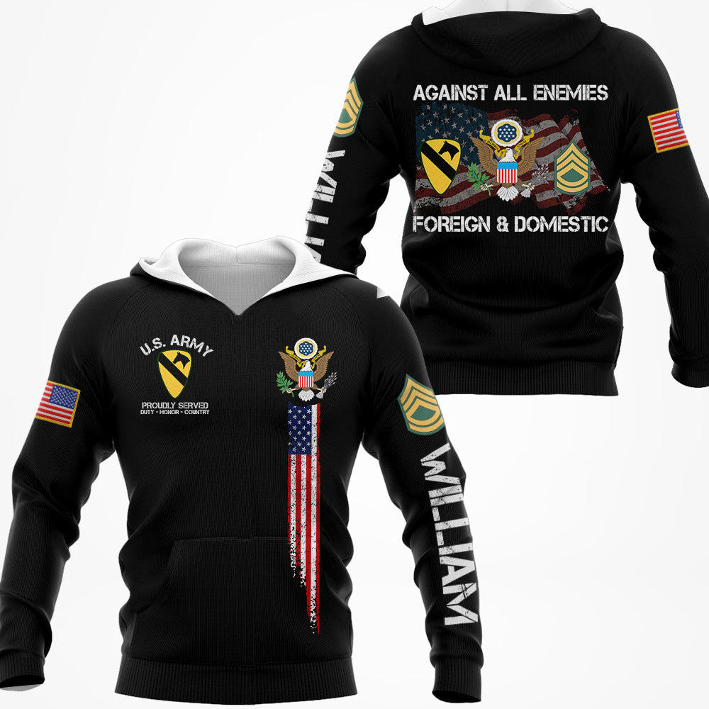 Against All Enemies Foreign And Domestic Personalized All Over Print Shirt For Veteran H2511