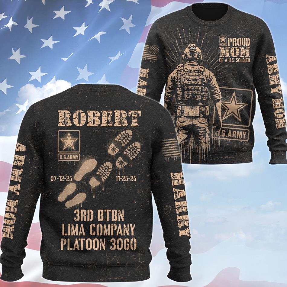 Personalized Bleach Style Proud Mom Of A US Soldier All Over Print Shirt Hoodie For Military Mom Sister Wife Grandma Hoodie H2511 Trna