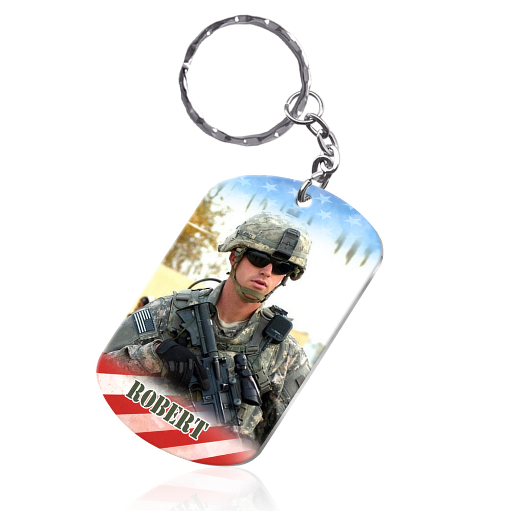 I Once Protected Him Now He Protects Me Custom Aluminum Keychain Gift For Proud Army Mom Dad Family H2511 Trna