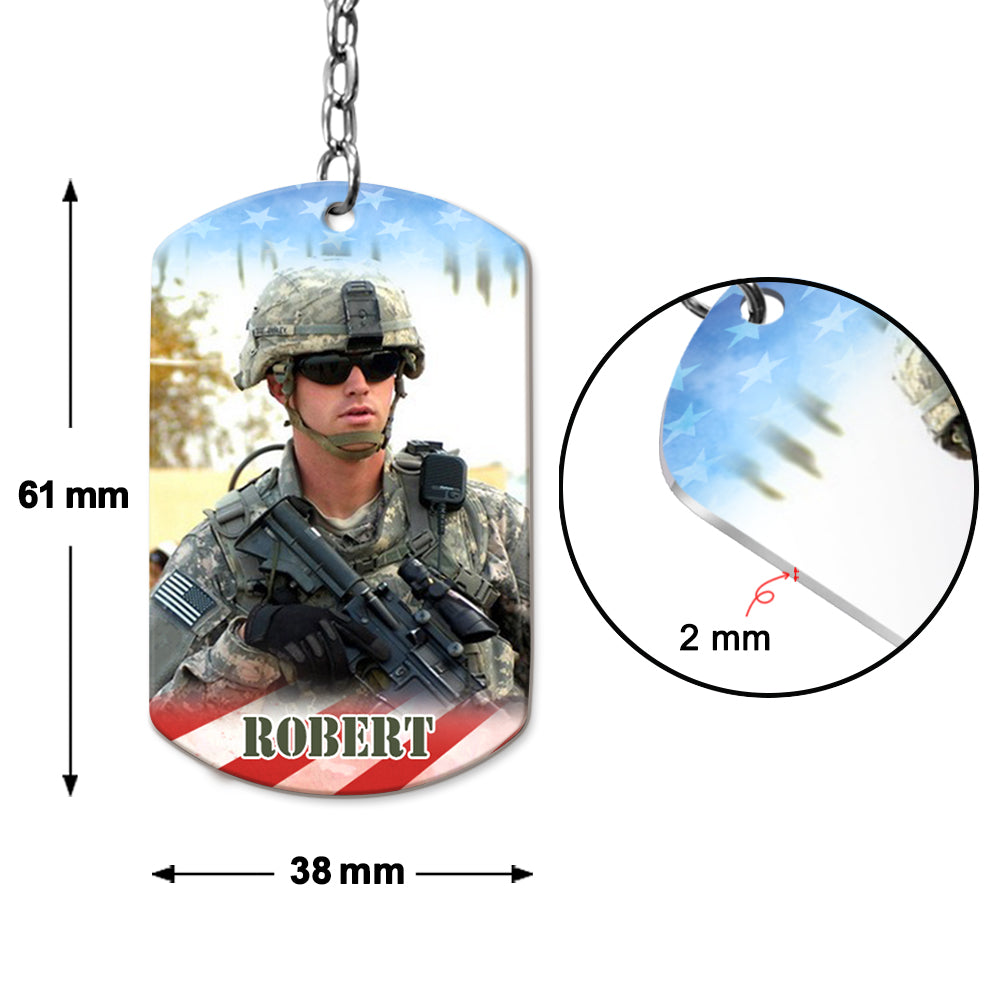 I Once Protected Him Now He Protects Me Custom Aluminum Keychain Gift For Proud Army Mom Dad Family H2511 Trna
