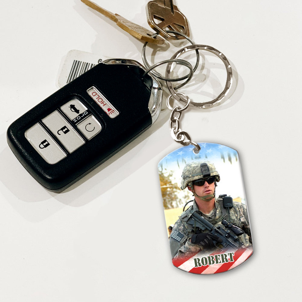I Once Protected Him Now He Protects Me Custom Aluminum Keychain Gift For Proud Army Mom Dad Family H2511 Trna