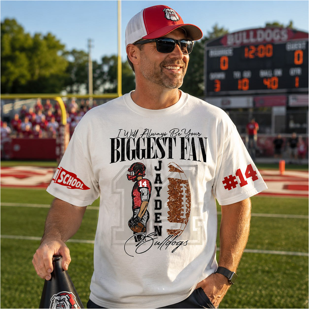Personalized Vintage “Biggest Fan” Football Shirt, Custom School Team Name, Game Day Shirt, Gift For Football Lovers T1807 Pt99