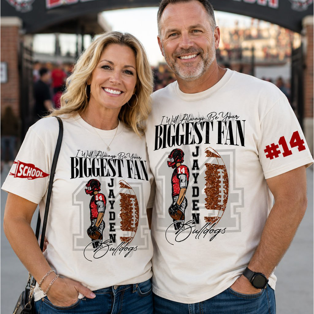 Personalized Vintage “Biggest Fan” Football Shirt, Custom School Team Name, Game Day Shirt, Gift For Football Lovers T1807 Pt99