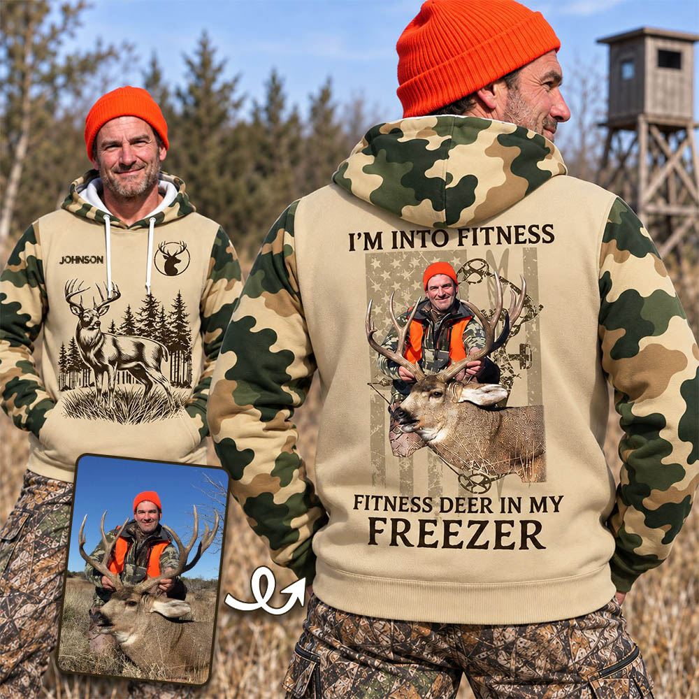 I'm Into Fitness Fitness Deer in My Freezer - Custom Photo Hunting Shirt -  Personalized Gifts for Husband, Dad, Hunters A2110 Pt99