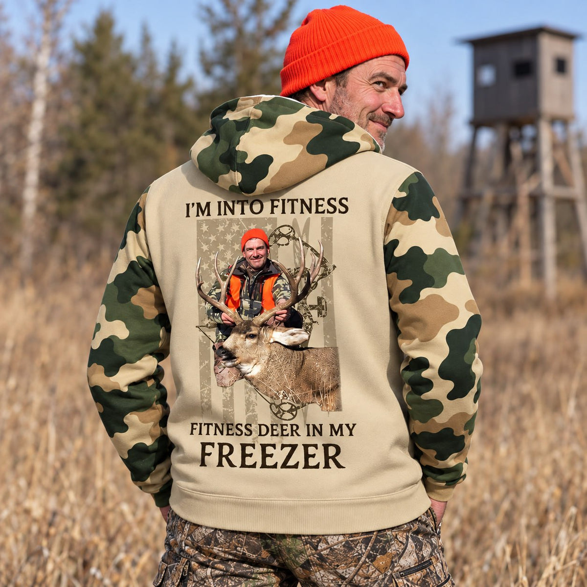 I'm Into Fitness Fitness Deer in My Freezer - Custom Photo Hunting Shirt -  Personalized Gifts for Husband, Dad, Hunters A2110 Pt99