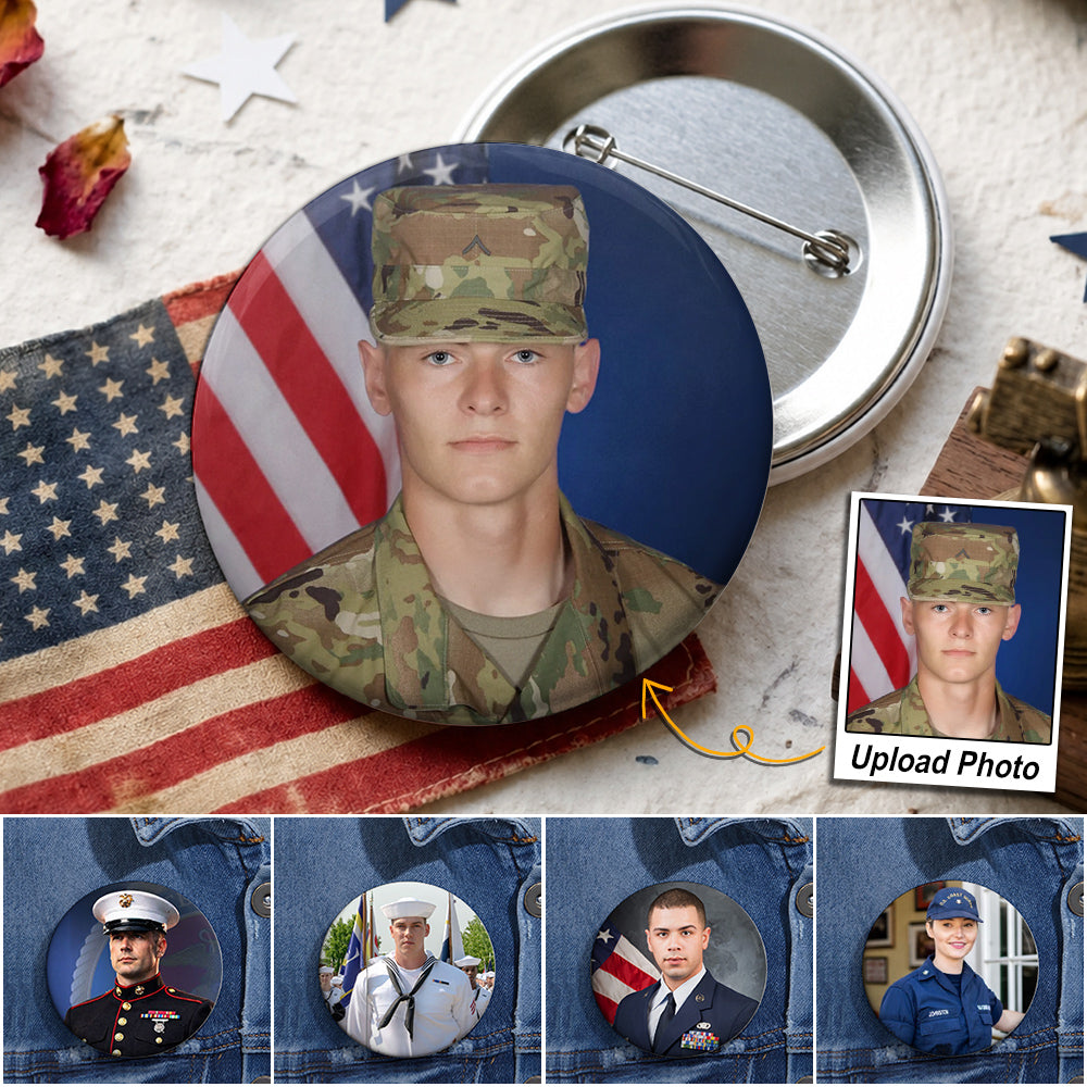 Custom Soldier Photo Pin Buttons For Proud Army Mom Dad Family Graduation Date Accessories H2511 Trna