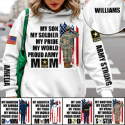 My Son My Soldier My Pride My World Proud Army Mom Dad Grandma Custom All Over Print Shirt Hoodier Gift For US Military Basic Training Graduate Family Shirt H2511 Trna