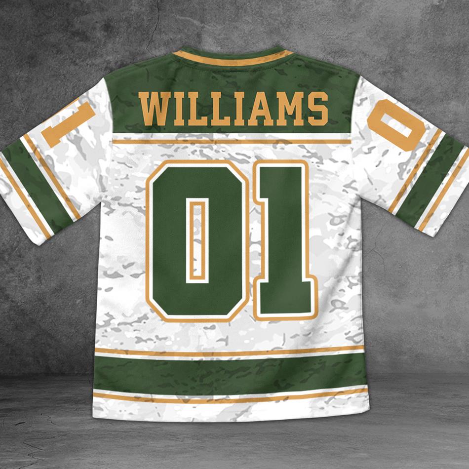 US Military Football Jersey Custom All Branches Rank Division Name For Military Retirement Veteran Dad Grandpa H2511 Trna