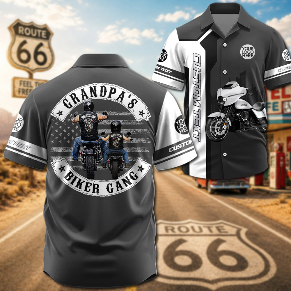 Grandpa’s Biker Gang - Personalized Upload Vechicle Photo Hawaiian Shirt - Personalized Gift For Dad, Grandpa, Biker A2110 Pt99