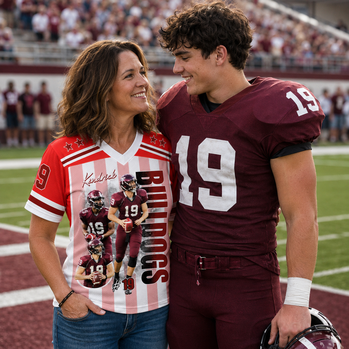 Personalized Football Mom Jersey with Photo, Name & Number, Gift For Football Mom Football Lovers MI209 Pt99
