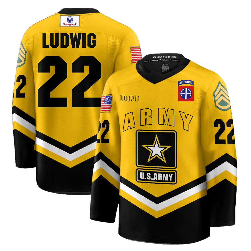 US Military Hockey Jersey Custom All Branches Rank Division Name For Military Retirement Veteran Dad Grandpa H2511 Trna
