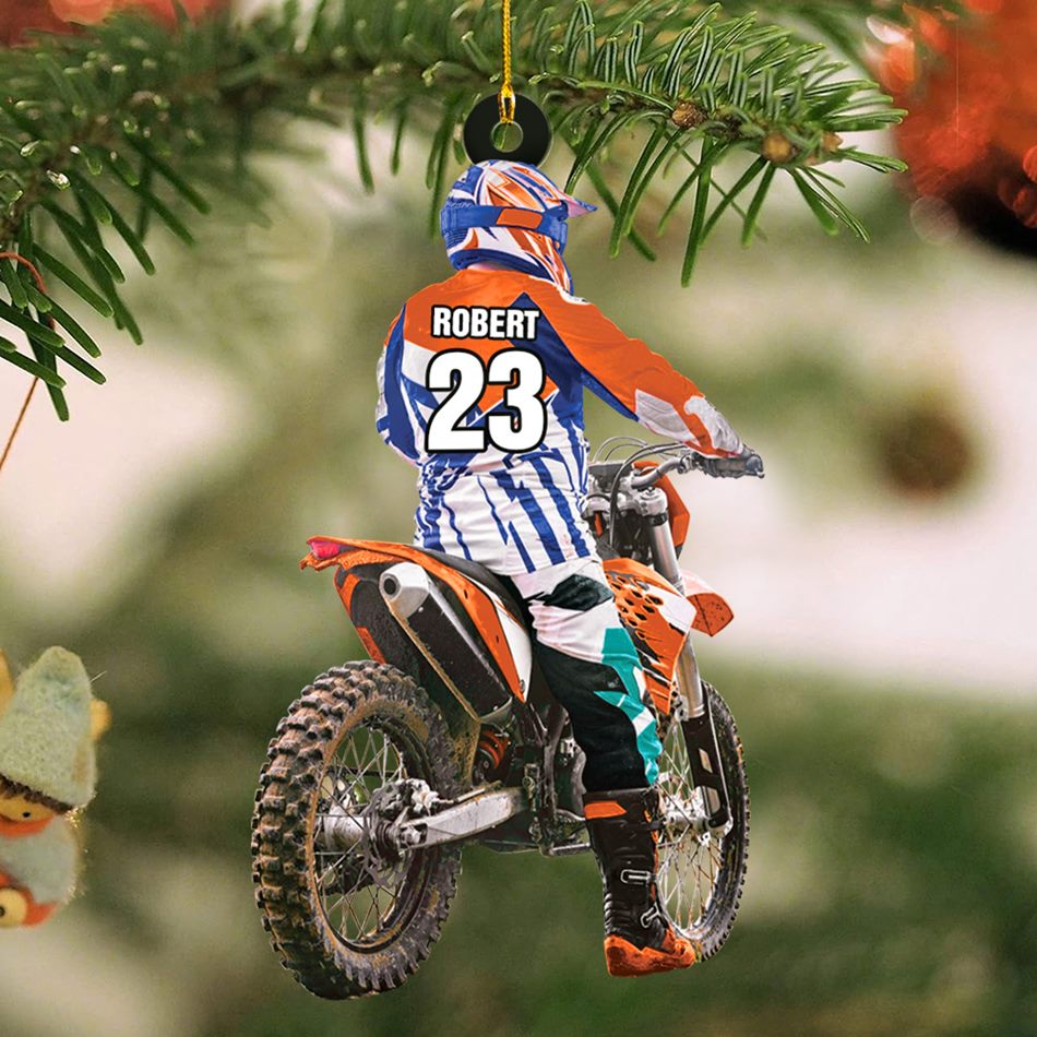 Personalized Motocross Racer Ornament Gift For Motocross Lovers Christmas Ornament H2511