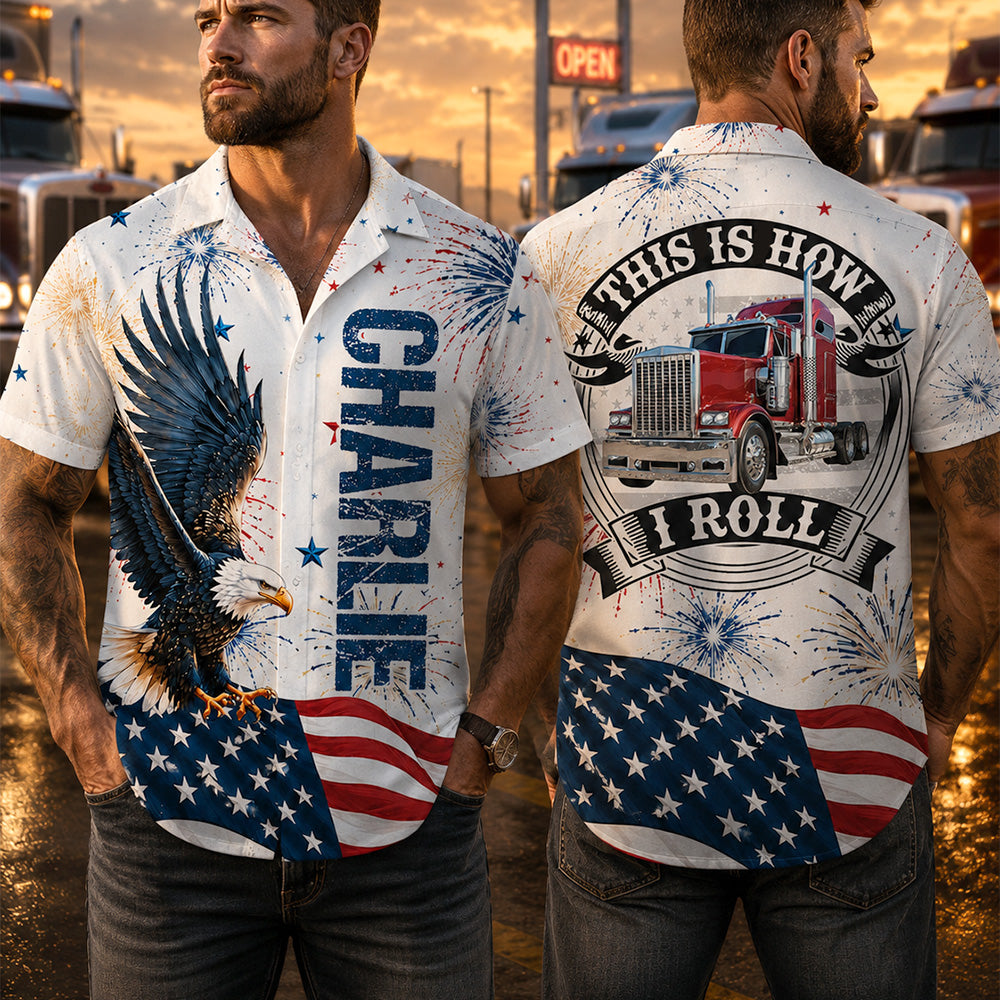 Custom Photo Truck Shirt Gift For Father's Day, Patriotic 4th July Gift L0411 Hv01