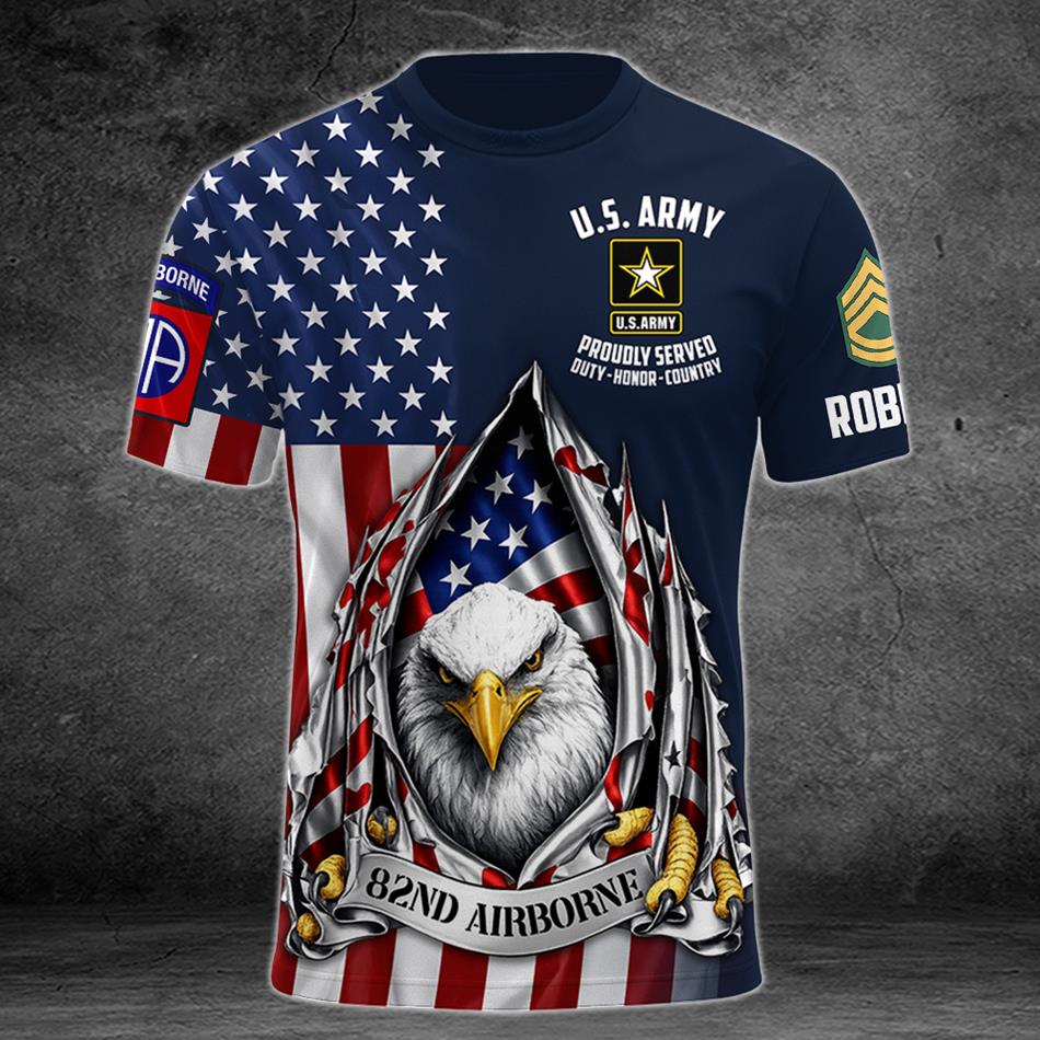 Bald Eagle Ripped Flag All Over Print Shirt Custom Gift For Soldier Veterans Patriot Shirt H2511 Trna