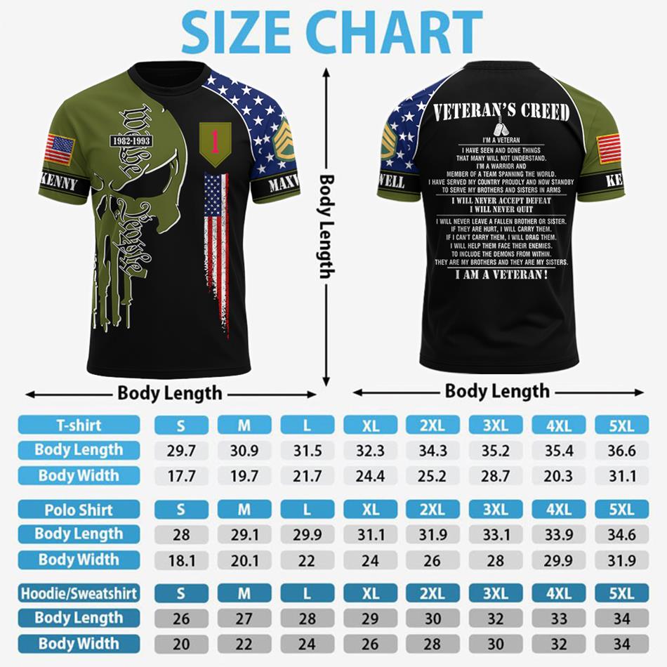 Veteran's Creed Skull Personalized All Over Print Shirt Hoodie Custom Division Rank Shirt Gift For US Veterans H2511 Trna