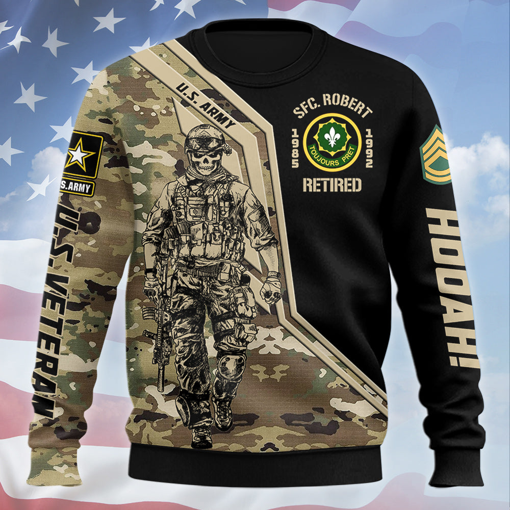Custom Military Camouflage All Over Print Shirt Available To All Military Branches For Soldier Veteran H2511 Trna