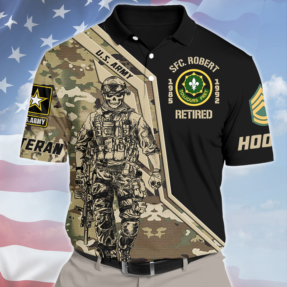 Custom Military Camouflage All Over Print Shirt Available To All Military Branches For Soldier Veteran H2511 Trna