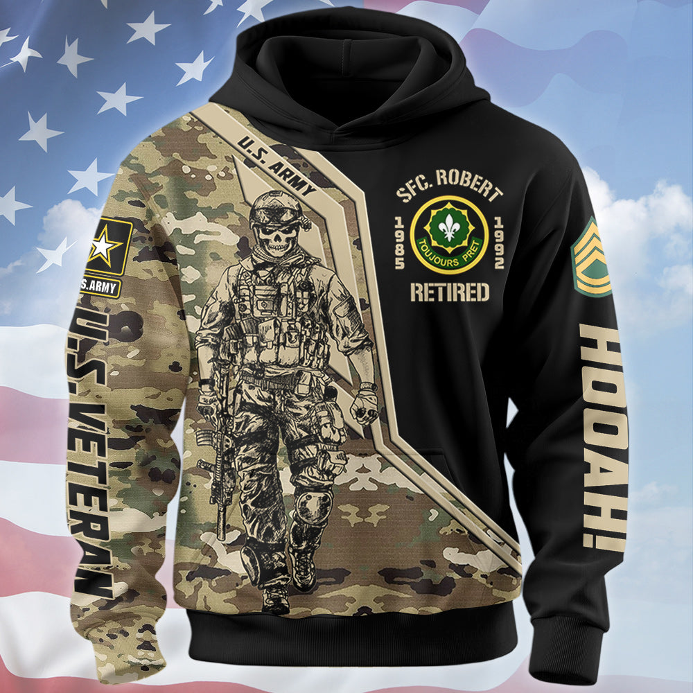 Custom Military Camouflage All Over Print Shirt Available To All Military Branches For Soldier Veteran H2511 Trna