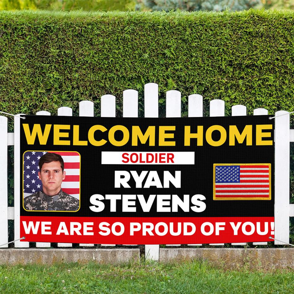 Personalized Welcome Home Soldier Military Graduation Banner Congratulations Soldier We Are So Proud Of You Congrats Sign for Your Soldier's Big Day H2511 Trna
