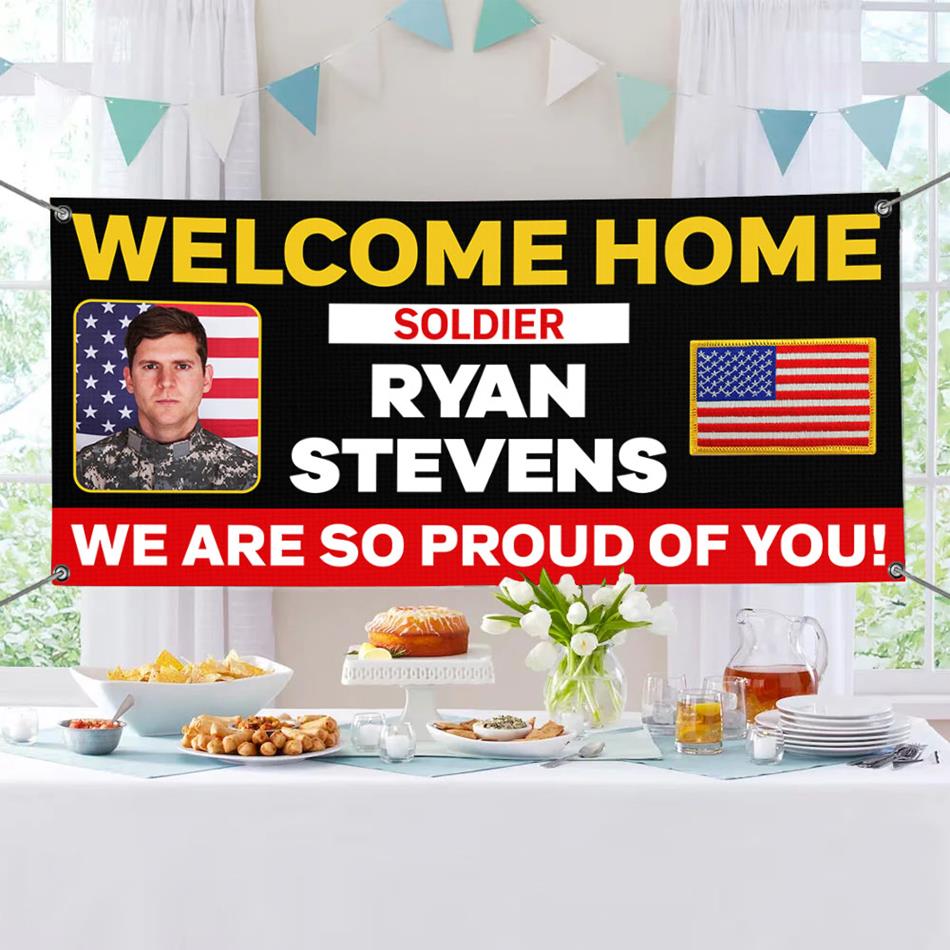 Personalized Welcome Home Soldier Military Graduation Banner Congratulations Soldier We Are So Proud Of You Congrats Sign for Your Soldier's Big Day H2511 Trna