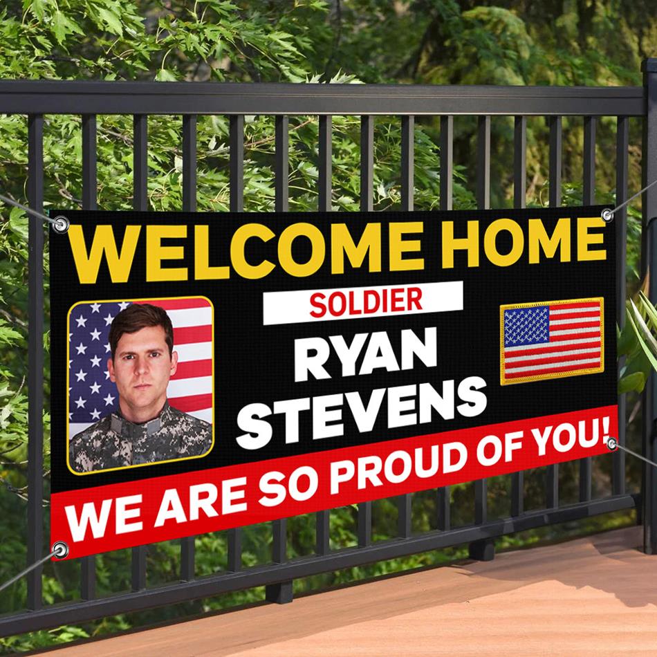 Personalized Welcome Home Soldier Military Graduation Banner Congratulations Soldier We Are So Proud Of You Congrats Sign for Your Soldier's Big Day H2511 Trna