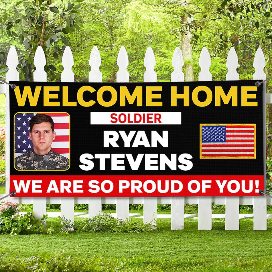 Personalized Welcome Home Soldier Military Graduation Banner Congratulations Soldier We Are So Proud Of You Congrats Sign for Your Soldier's Big Day H2511 Trna