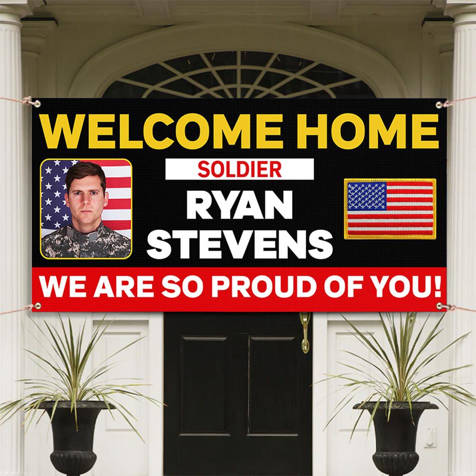 Personalized Welcome Home Soldier Military Graduation Banner Congratulations Soldier We Are So Proud Of You Congrats Sign for Your Soldier's Big Day H2511 Trna