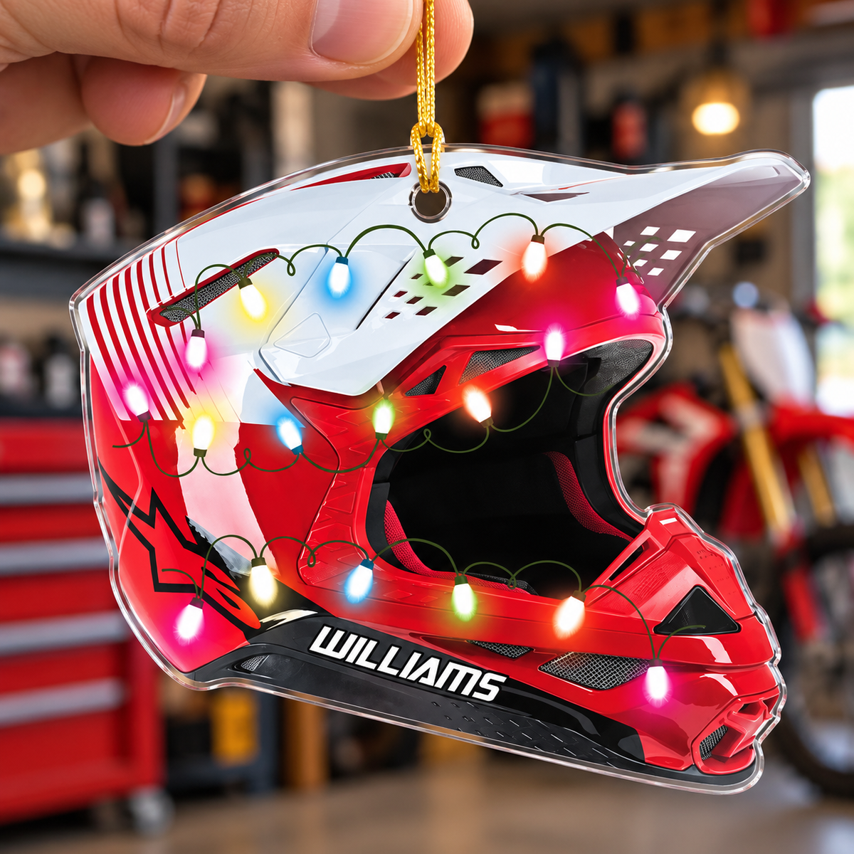 Personalized Ornament Motocross Hemlet Custom Shaped Ornament, Made By Acrylic And The 2 Sides Are The Same H2511