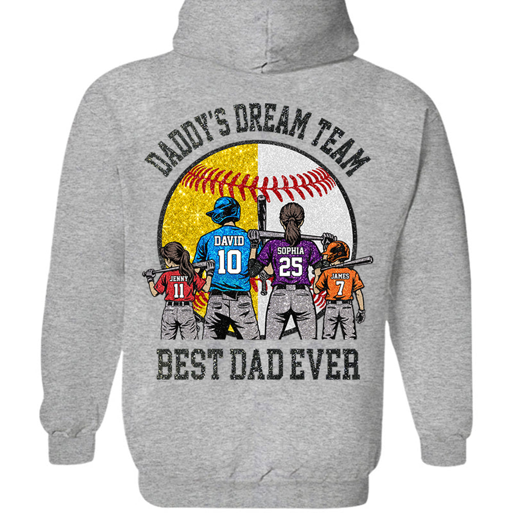 Daddy's Dream Team Best Dad Ever, Personalized Shirt, Father's Day Gift For Dad, Gift For Husband, Gift For Baseball Softball Dad T1807 Hv01