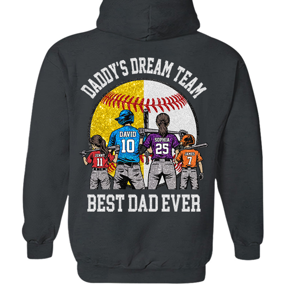 Daddy's Dream Team Best Dad Ever, Personalized Shirt, Father's Day Gift For Dad, Gift For Husband, Gift For Baseball Softball Dad T1807 Hv01