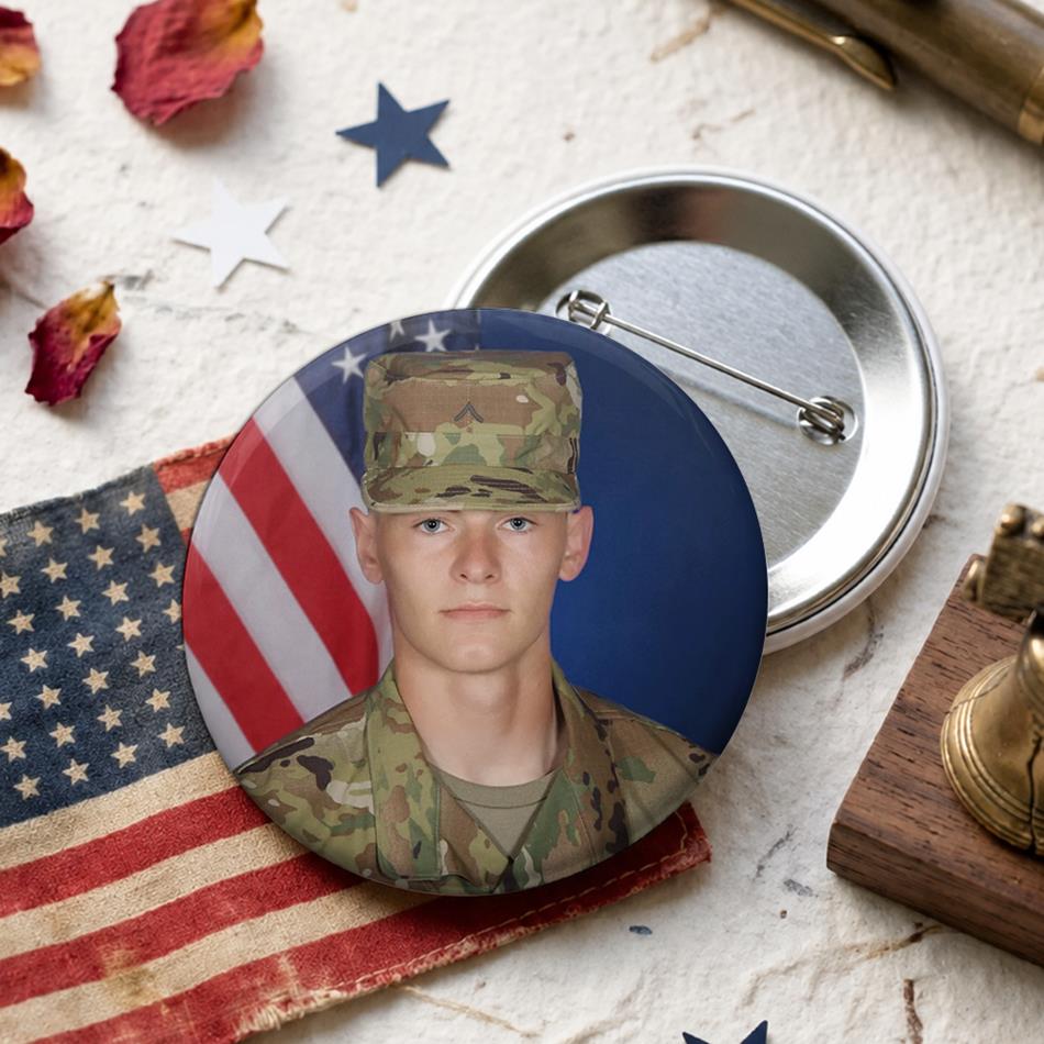 Custom Soldier Photo Pin Buttons For Proud Army Mom Dad Family Graduation Date Accessories H2511 Trna