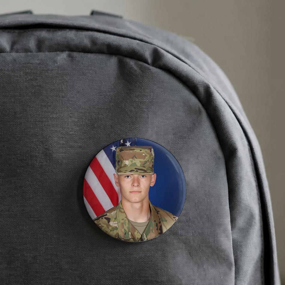 Custom Soldier Photo Pin Buttons For Proud Army Mom Dad Family Graduation Date Accessories H2511 Trna