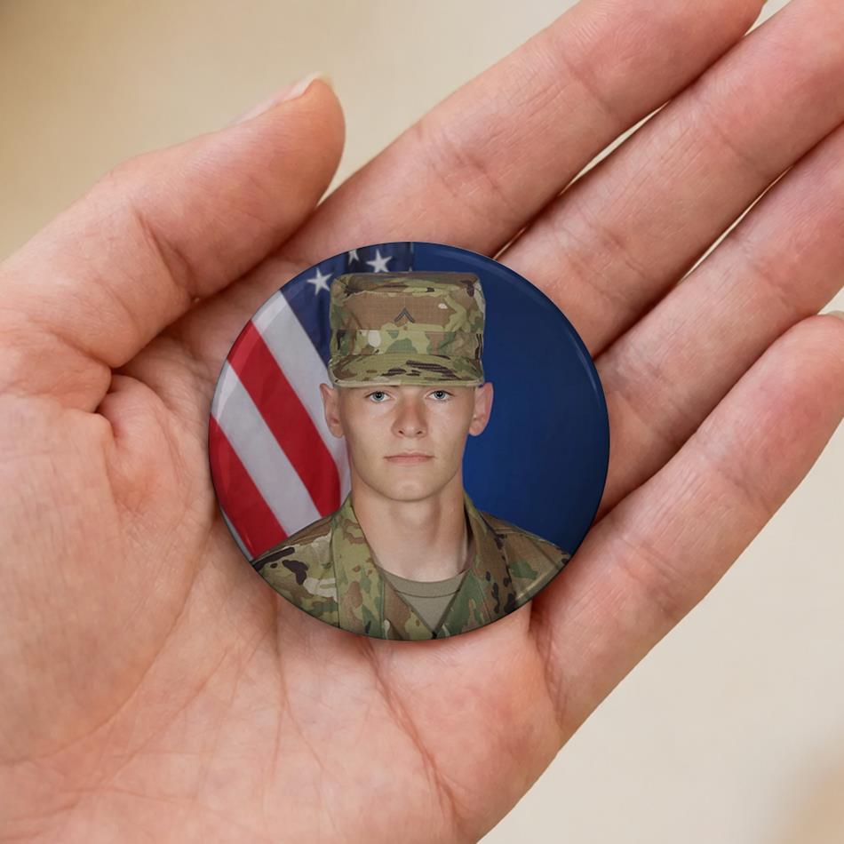Custom Soldier Photo Pin Buttons For Proud Army Mom Dad Family Graduation Date Accessories H2511 Trna