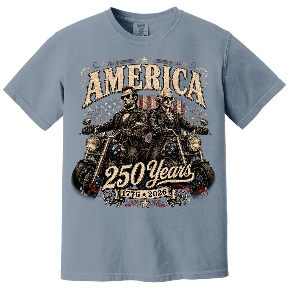 America 250 Years Biker MC Patriotic Motorcycle Shirt, 1776 2026 USA 250th Anniversary Vintage Graphic Tee Hv01