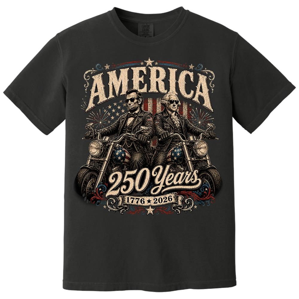 America 250 Years Biker MC Patriotic Motorcycle Shirt, 1776 2026 USA 250th Anniversary Vintage Graphic Tee Hv01