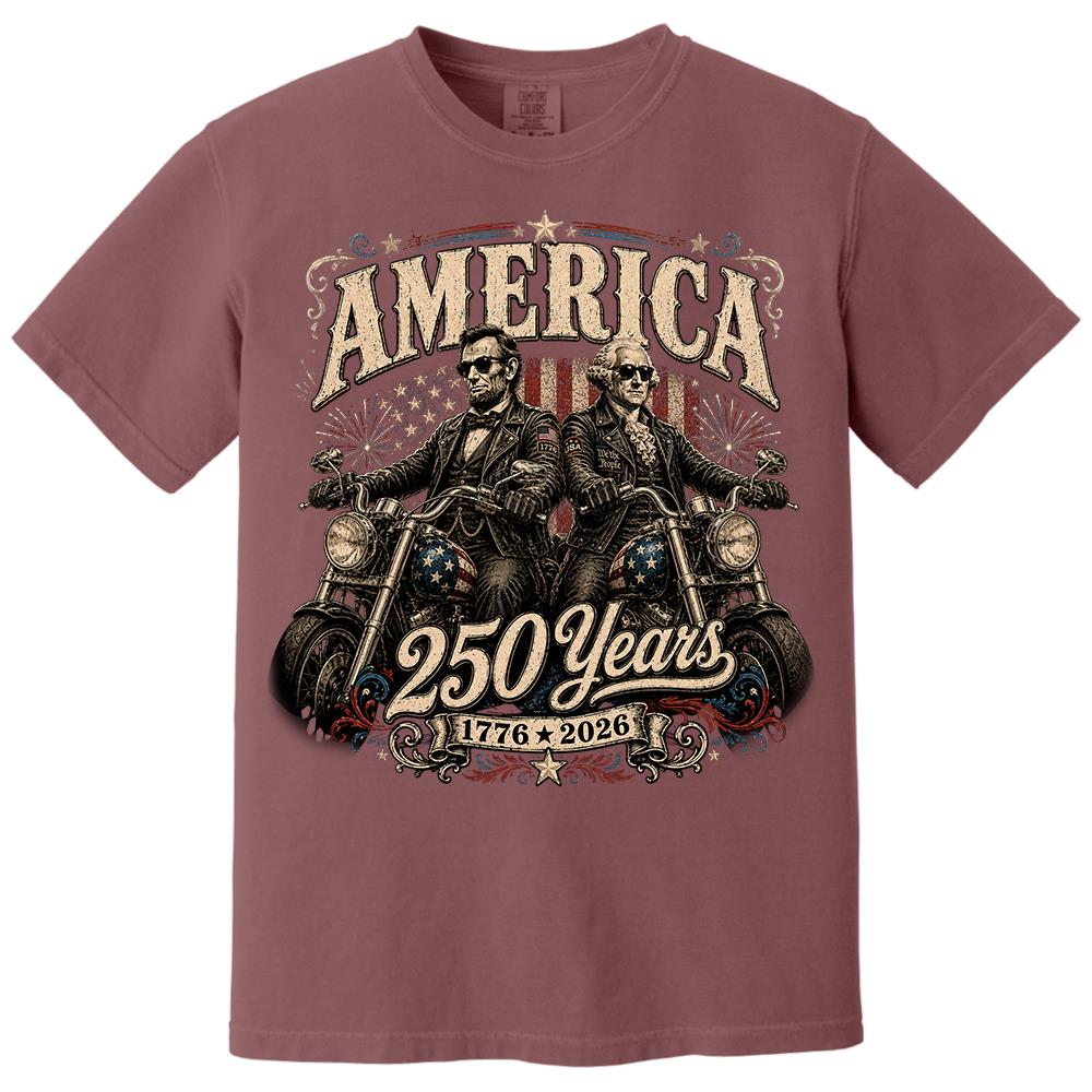 America 250 Years Biker MC Patriotic Motorcycle Shirt, 1776 2026 USA 250th Anniversary Vintage Graphic Tee Hv01