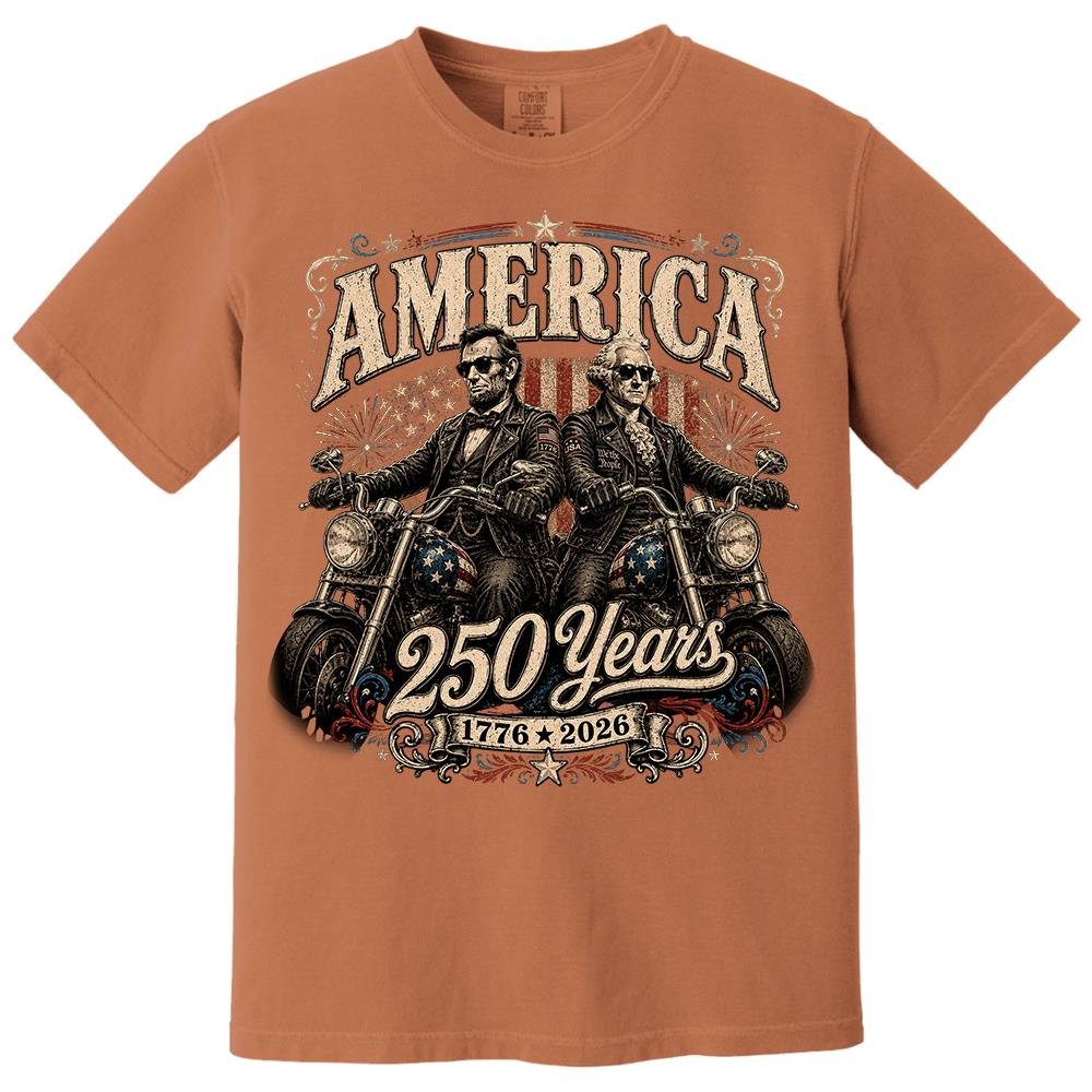 America 250 Years Biker MC Patriotic Motorcycle Shirt, 1776 2026 USA 250th Anniversary Vintage Graphic Tee Hv01
