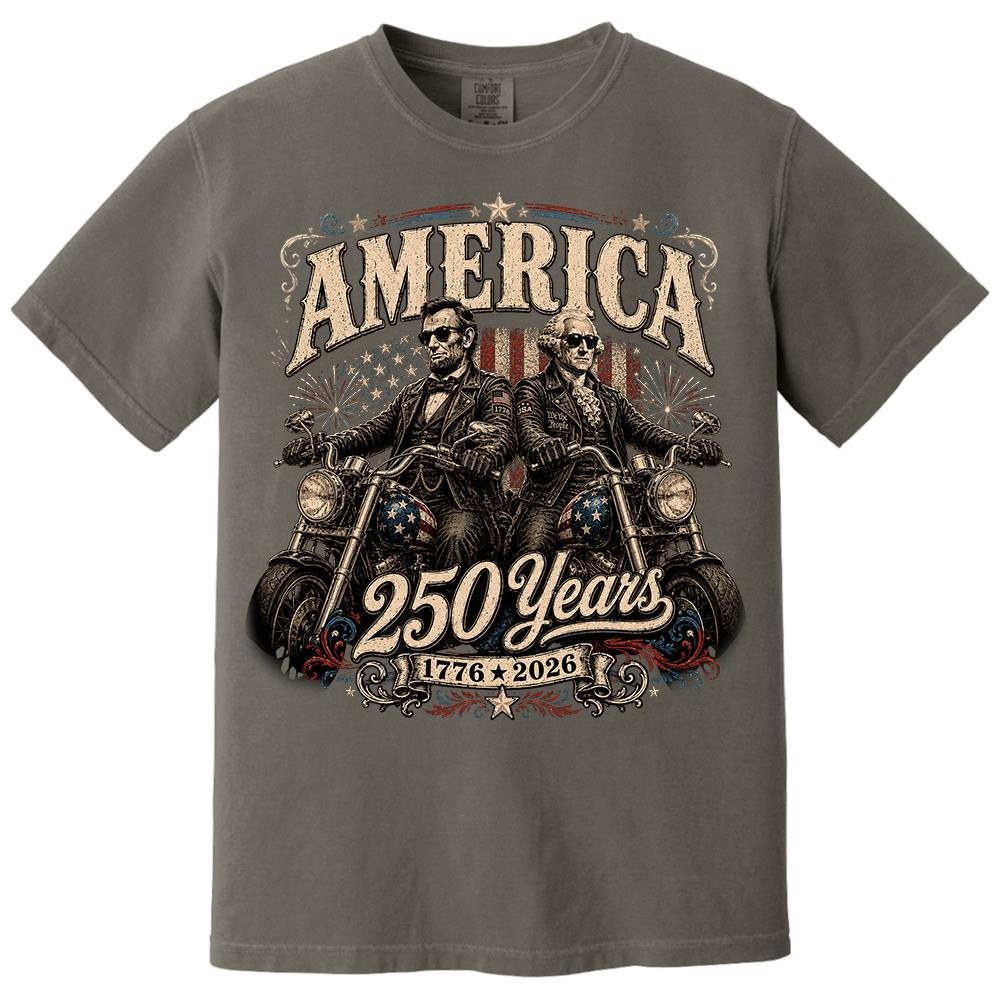America 250 Years Biker MC Patriotic Motorcycle Shirt, 1776 2026 USA 250th Anniversary Vintage Graphic Tee Hv01